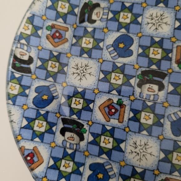 Festive Blue 7-Inch Winter Holiday Decorative Plate - Picture 5 of 8